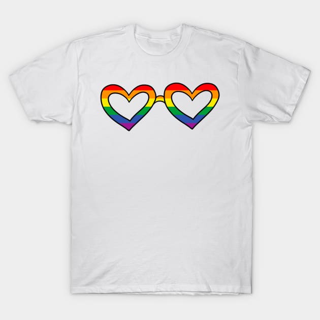 Rainbow gay pride flag heart sunglasses T-Shirt by taylor-lang